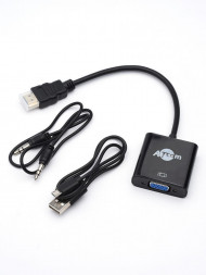 Переходник ATCOM (AT1014) Переходник HDMI(m)  Vga(f)+Audio+доп.питание 0.1М