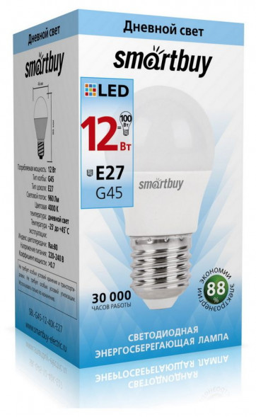 Лампа SMARTBUY (SBL-G45-12-40K-E27) 12W/4000/E27