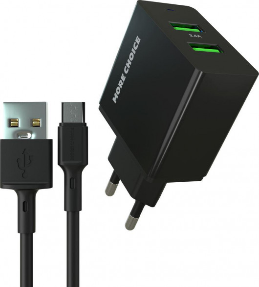 СЗУ MORE CHOICE (4610196409882) NC11m Black - СЗУ 2USB 2.4A для micro USB