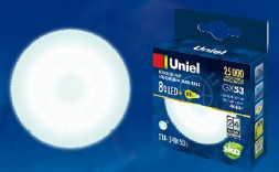 Лампа светодиодная UNIEL (UL-00001671) LED-GX53-8W/NW/GX53/FR PLZ01WH матовая Белый свет