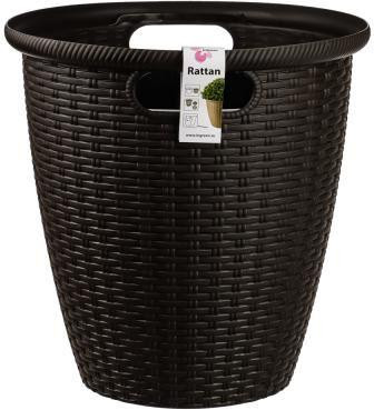Кашпо INBLOOM Кашпо InGreen Rattan D 328мм 20л с внутренним горшком 11 л, Горький шоколад (164-352)