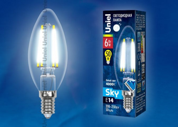 Лампочки светодиодные UNIEL (UL-00001373) LED-C35-6W/NW/E14/CL PLS02WH