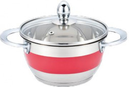 кастрюля GREEN POINT 2212R-GP Кастрюля с крышкой 2,1л, 18х10см,нерж.сталь, красная