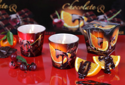 Свеча BARTEK Фрукты в шоколаде (CHOKOLATE) (90*75) в стакане