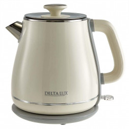 Чайник электрический DELTA LUX DE-1019 (1,8 л, металл/пластик) белый