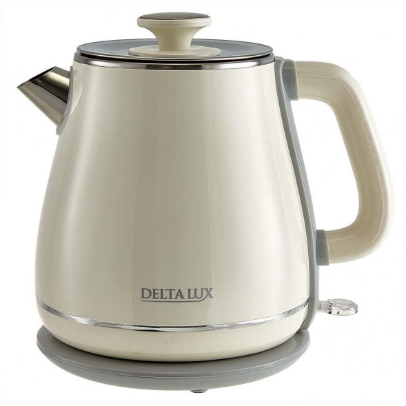 Чайник электрический DELTA LUX DE-1019 (1,8 л, металл/пластик) белый