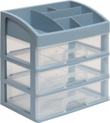 Органайзер VIOLET для косметики 3 ящика (серо-синий/прозрачный) 330349