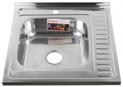 Мойка накладная FABIA 62273L Мойка 60х60 наклад левая 0.6 мм + большой сифон с переливом