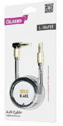 Аудиокабель OLMIO AUX 3.5(M)-3.5(M), 1.5м, угловой, черно-золотой (38766)