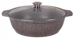 Жаровня KUKMARA жмк32а а/пр литая 3,0л стекл/кр Кофейный мрамор