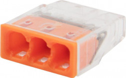 Клемма REXANT (07-3212-20) Экспресс-клемма СМК 2273-203, 3-проводная 0.5-2.5 мм , прозрачная, блистер (20 шт./уп.)