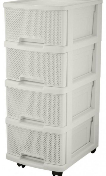 Комод KEEPLEX KL379422048 Ajur с ящиками на колесиках четырехсекционный компакт белое облако