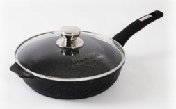 Сковорода МЕЧТА С22802 Гранит black 22см с несъемной ручкой и стекл. крышкой