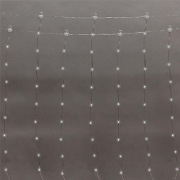 Гирлянда NEON-NIGHT (315-885) ДОЖДЬ ИЗ РОСЫ 3х3м, 300LED, белый, IP20, USB + пульт управления, с крючками для крепления