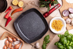 Сковорода EDENBERG EB-7414 гриль металлик/красный