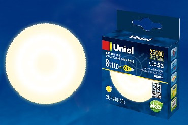 Лампа светодиодная UNIEL (UL-00001672) LED-GX53-8W/WW/GX53/FR PLZ01WH матовая Теплый белый свет
