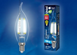 Лампочки светодиодные UNIEL (UL-00001374) LED-CW35-6W/NW/E14/CL PLS02WH