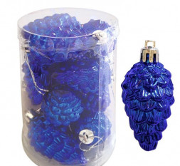 Шары и украшения ВОЛШЕБНАЯ СТРАНА Набор Еловые шишки PS6-12-217-B 6см 12шт/уп синий 001540