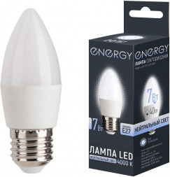 Лампа светодиодная ENERGY LED С37-7-E27-4000 (109299)