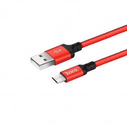 кабель HOCO (6957531062912) X14 USB (m)-microUSB (m) 2.0м - красный/черный