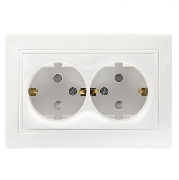 Розетка SMARTBUY (SBE-01w-16-S2-Z-c) Венера, 2-местная, белый