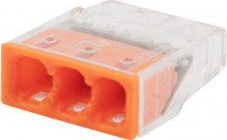 Клемма REXANT (07-3212-5) Экспресс-клемма СМК 2273-203, 3-проводная 0.5-2.5 мм , прозрачная, блистер (5 шт./уп.)