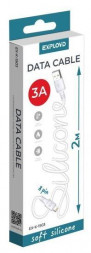 Кабель EXPLOYD (EX-K-1503) USB - 8 pin/круглый/силикон/белый/2М/3A