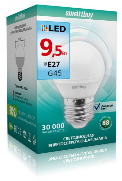 Лампа SMARTBUY (SBL-G45-9_5-40K-E27) 9.5W/4000/E27