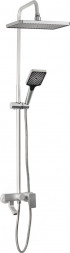 BRIMIX 87755 Смеситель + стойка душевая тропический душ с двумя квадратными лейками, из алюминия, натуральный цвет АЛЮМИНИЙ