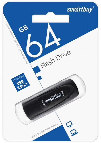 Флэш-напокитель SMARTBUY (SB064GB3SCK) UFD 3.0/3.1 064GB Scout Black