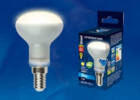 Лампочки светодиодные UNIEL (UL-00001491) LED-R50-6W/WW/E14/FR PLS02WH