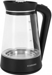 Чайник электрический HYUNDAI Чайник Starwind SKG2116 1.8л. 1700Вт черный/прозрачный (стекло)