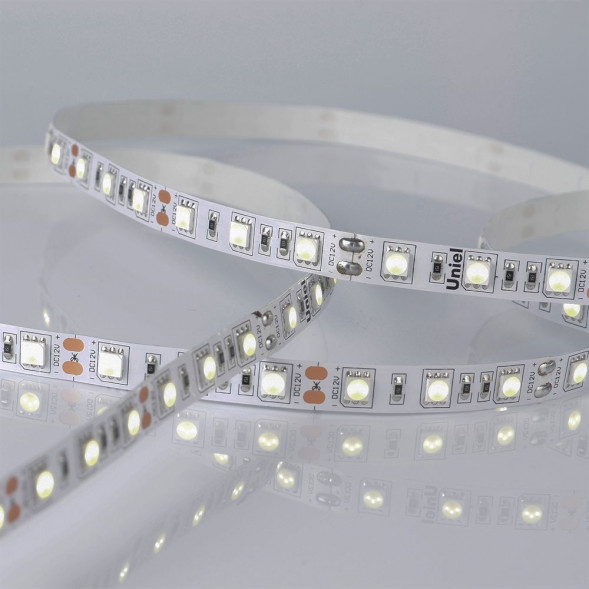 Светодиодная лента UNIEL ULS-M25-5050-60LED/m-10mm-IP20-DC12V-14,4W/m-5M-6500K PROFI катушка в герметичной упаковке