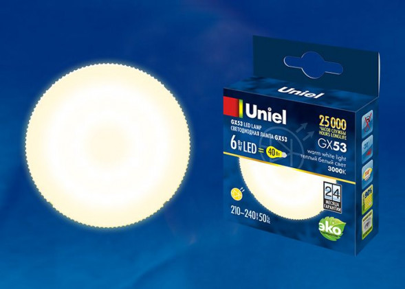 ЭЛЕКТРИКА UNIEL (UL-00001670) LED-GX53-6W/WW/GX53/FR PLZ01WH
