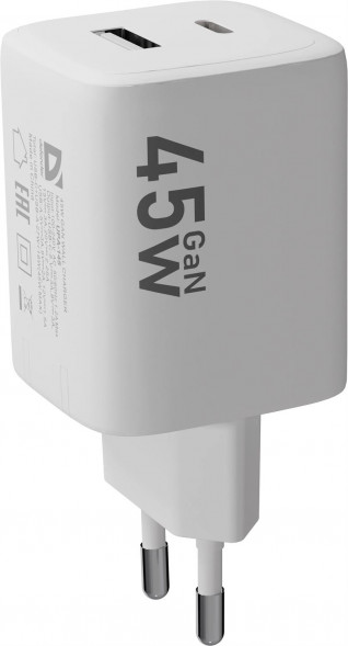 СЗУ DEFENDER (83245) UPA-145 45W, USB A+C, белый