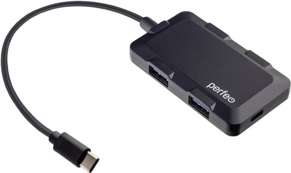 USB разветвитель PERFEO (PF D0802) USB C-HUB 4 Port, (PF-H046 Black) чёрный
