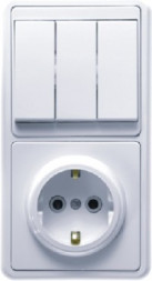 Розетка/выключатеь Кунцево-электро Блок комб, скр,уст,(3кл,выкл,+роз с з/к) БКВР-033