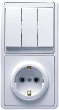 Розетка/выключатеь Кунцево-электро Блок комб, скр,уст,(3кл,выкл,+роз с з/к) БКВР-033