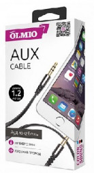 Аудиокабель OLMIO AUX 3.5(M)-3.5(M), 1.2м, черный (38642)