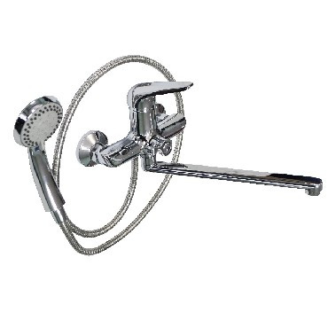 Смеситель в ванную САНАКС 4370 Смеситель ЭЛЕГАНТ в ванную с дивертором на корпусе длинный нос шаровый