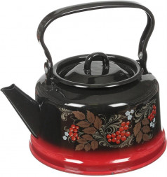 Чайник СИБИРСКИЕ ТОВАРЫ С2713.8 эмал 3,5л с рис красно-черный