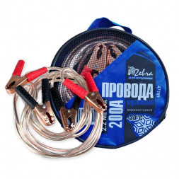 Провода пусковые ZEBRA 200А с прозрачной изоляцией, в сумке, 2.2 м 47789