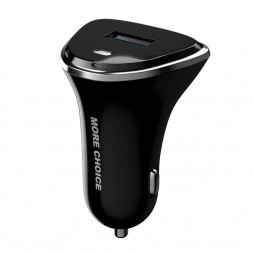 автомобильное зарядное устройство MORE CHOICE (4627151191744) AC22QC АЗУ 1USB 3.0A QC3.0 быстрая зарядка, черный