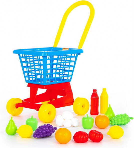 Игрушка ПОЛЕСЬЕ Тележка Supermarket 1 + набор продуктов (в сеточке)