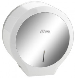 Контейнер для туалетной бумаги GFMARK 918 Диспенсер для туалетной бумаги-барабан ПРЕМИУМ, пластиковый, БЕЛЫЙ с ЗЕРКАЛОМ, с ключем