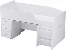 Кровать-чердак POLINI Кровать-чердак детская Polini kids Simple 4500 с рабочей зоной, белый (5кор)
