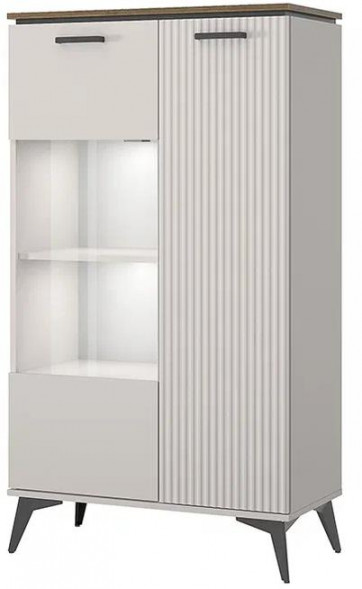 Корпусная мебель АНРЭКС VINATI Шкаф с витриной 1V1D P Цвет ПЕРСИДСКИЙ ЖЕМЧУГ/АМАРОК (2 уп.)