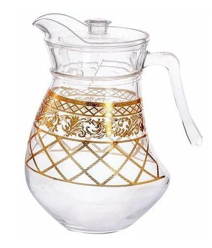 Кувшин с крышкой LORAINE 30576 прозрачный,золотой