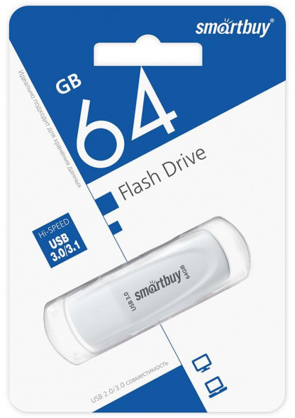Флэш-напокитель SMARTBUY (SB064GB3SCW) UFD 3.0/3.1 064GB Scout White