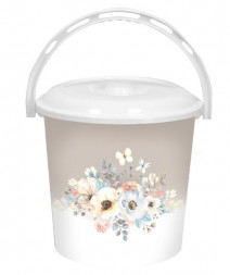 Ведро VIOLET Ведро 10л с декором &quot;Акварель&quot;с крышкой 210129